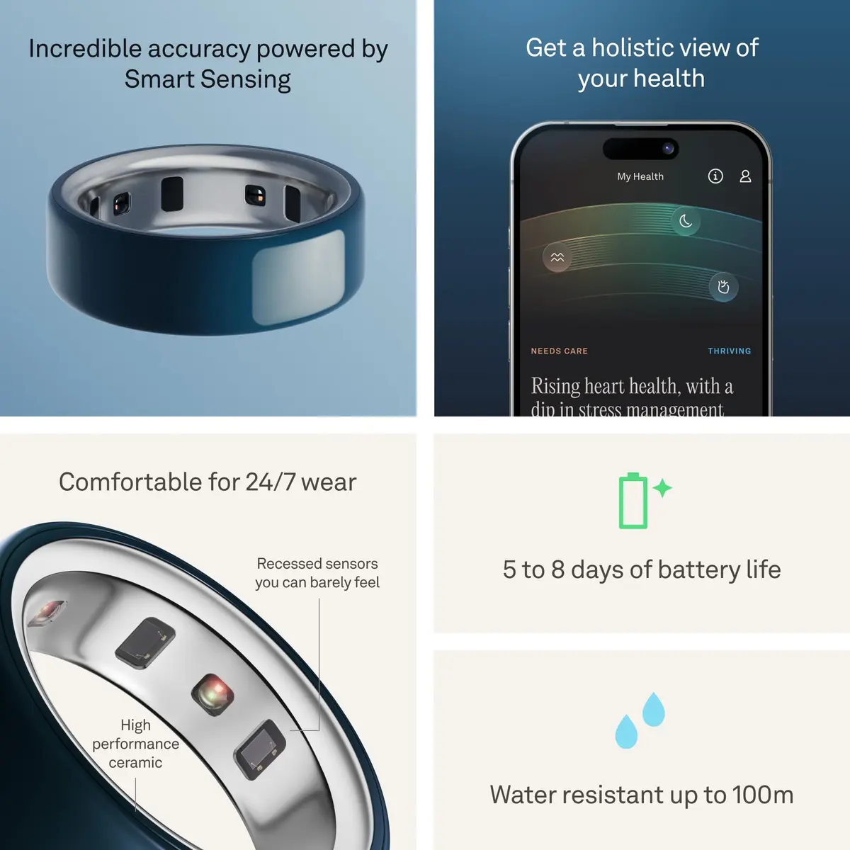 Oura Ring 4 Ceramic Midnight Smart Ring Size 8 | Tracks Sleep, Activity, Women's Health, AI Advisor, 5-8 Day Battery Life - view 4