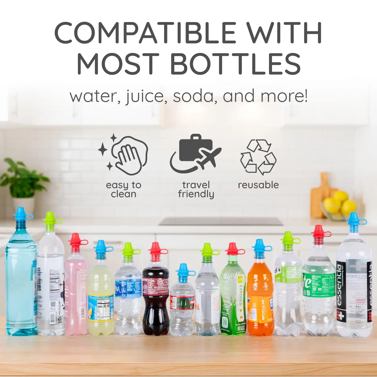 KIDDIKAP Bottle Topper Silicone Sippy Spout 4 Pack Fits 28mm | Spill-Proof, Reusable, Dishwasher Safe - view 5