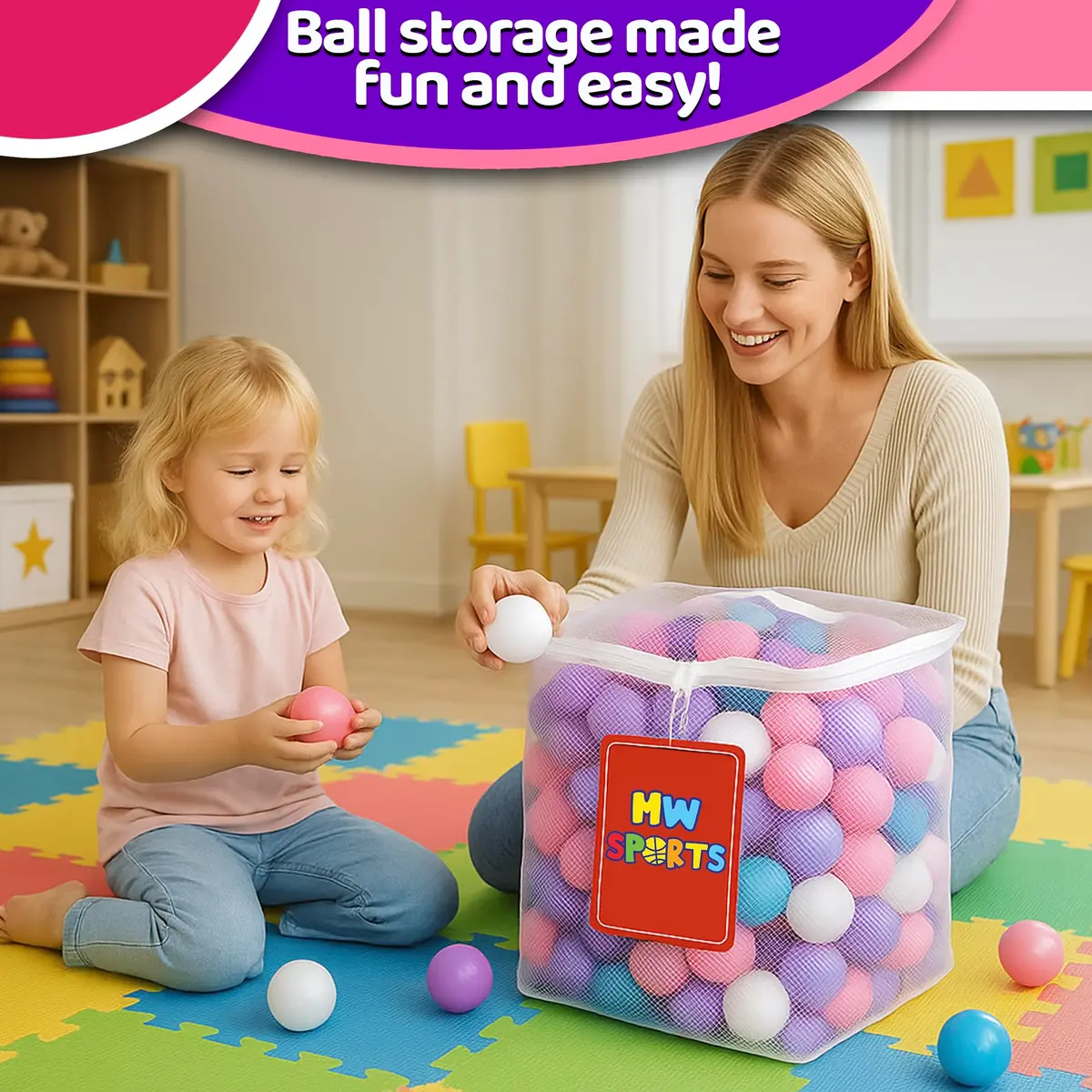 MW SPORTS Play Balls for Ball Pit | Crush Proof Plastic, BPA & Phthalate Free, Pastel Colors, 100 Balls - view 6