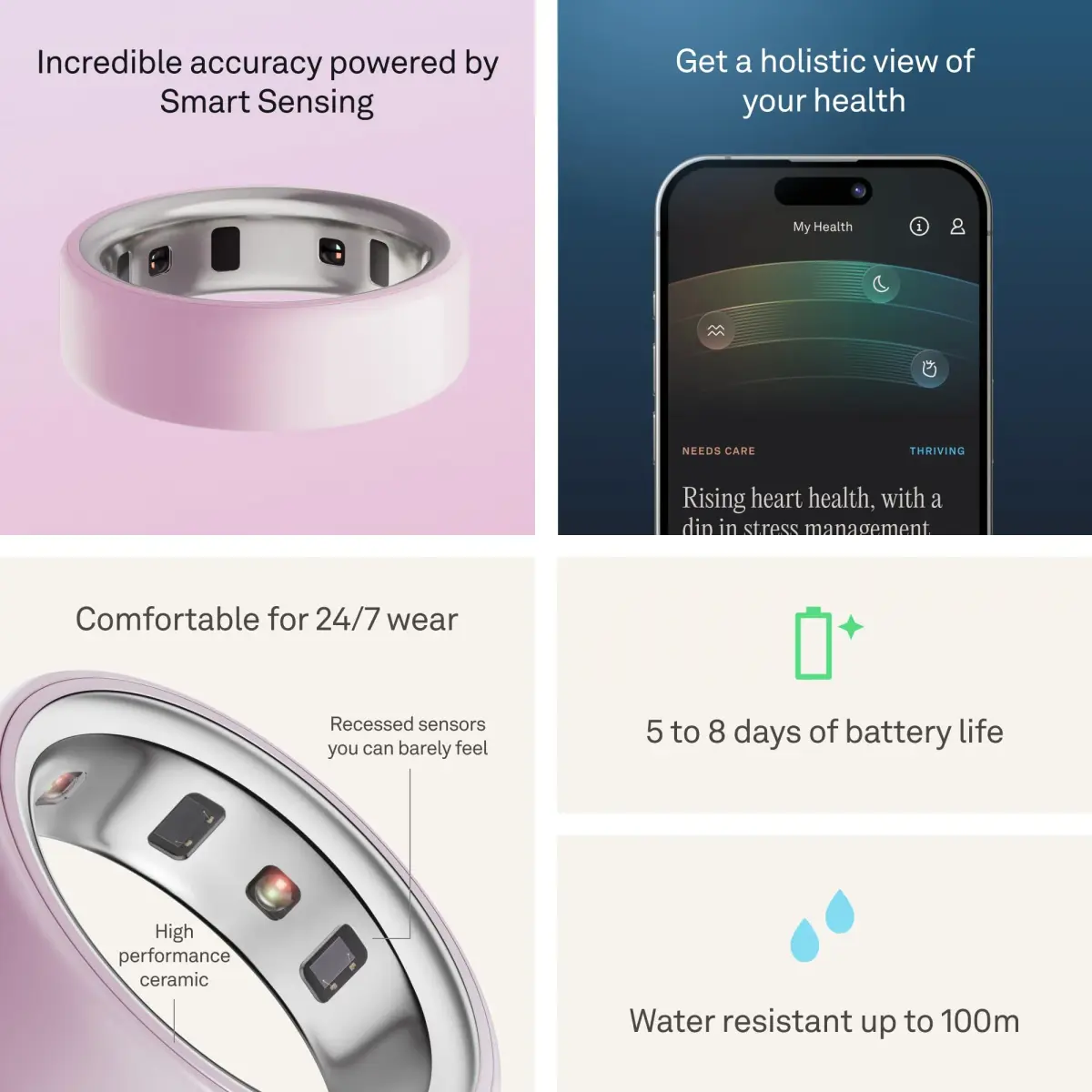 Oura Ring 4 Ceramic Petal Size 15 | Smart Ring for Sleep, Activity, Women's Health & AI Insights - view 5