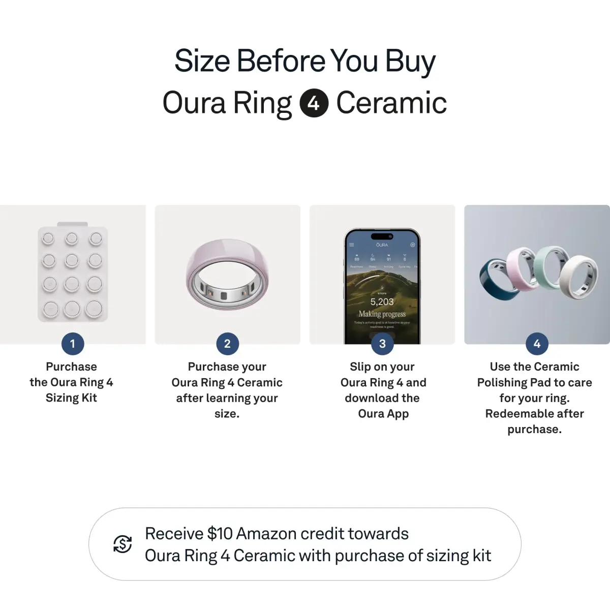 Oura Ring 4 Ceramic Petal Size 15 | Smart Ring for Sleep, Activity, Women's Health & AI Insights - view 3