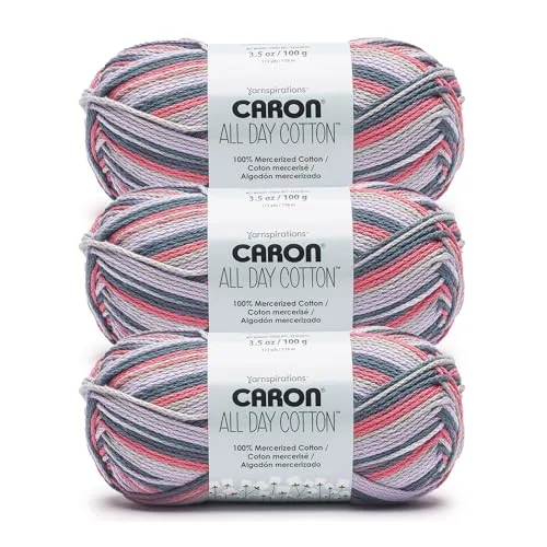 Caron All Day Cotton Morning Air Yarn - 3 Pack (300g/10.5oz) - 100% Mercerized Cotton - Worsted Weight - main product image