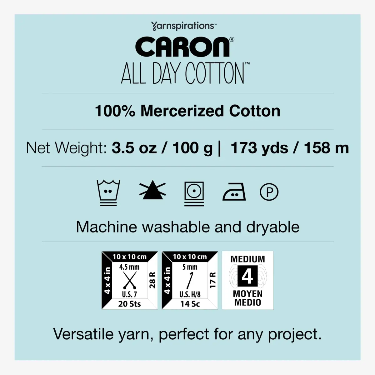 Caron All Day Cotton Prints Yarn Morning Air 100g (3.52oz) | 100% Mercerized Cotton for Crochet & Knitting - view 7