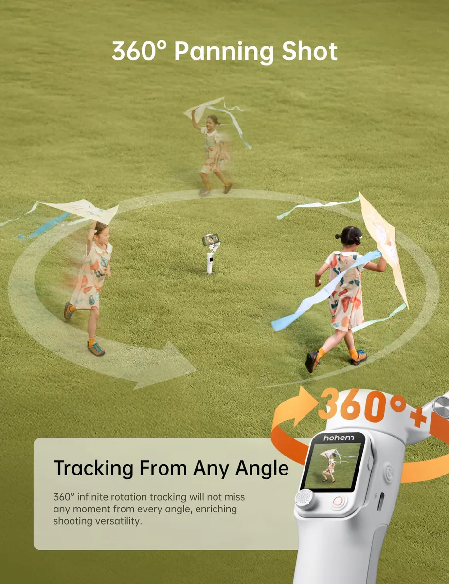 Hohem iSteady V3 Ultra Gimbal Stabilizer for Smartphone | AI Tracking, 360° Pan, Touchscreen, Remote Control, Built-in Extension & Tripod - view 6