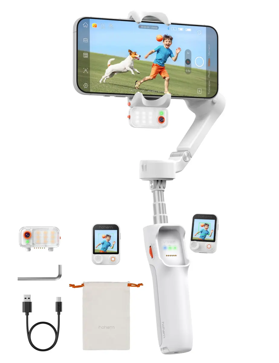 Hohem iSteady V3 Ultra Gimbal Stabilizer for Smartphone | AI Tracking, 360° Pan, Touchscreen, Remote Control, Built-in Extension & Tripod - main product image