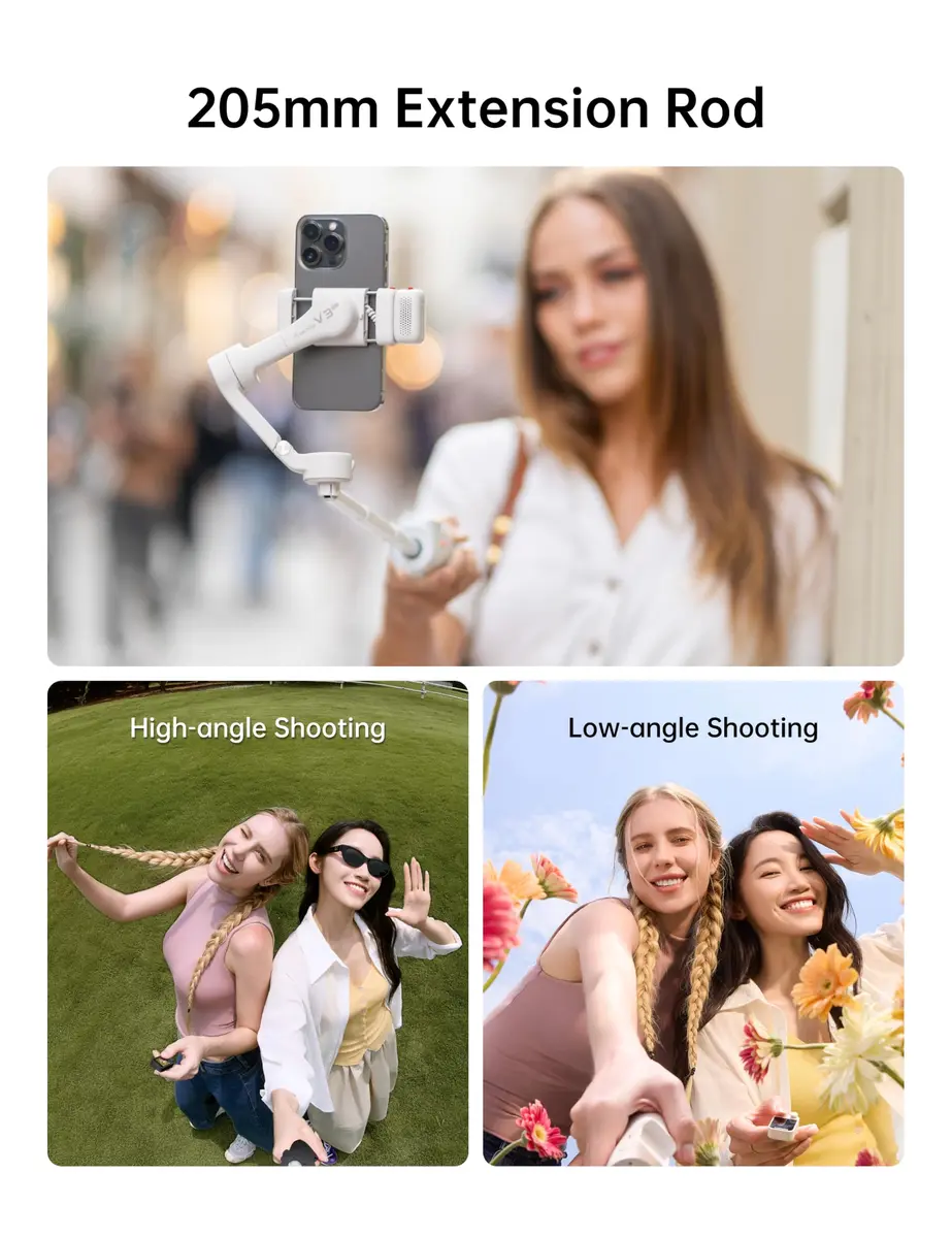 Hohem iSteady V3 Ultra Gimbal Stabilizer for Smartphone | AI Tracking, 360° Pan, Touchscreen, Remote Control, Built-in Extension & Tripod - view 7