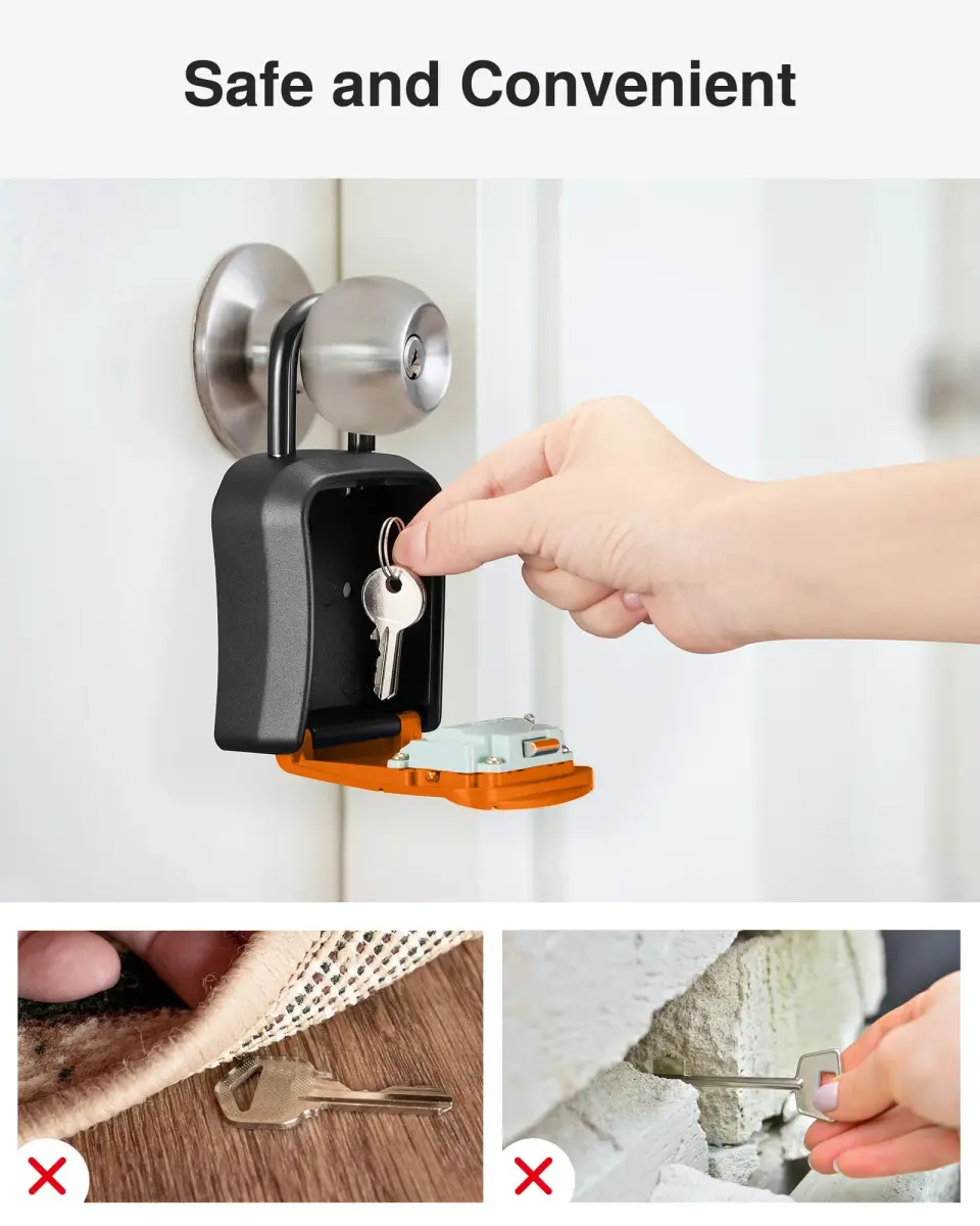 Puroma Outdoor Key Lock Box Orange | 4-Digit Combination Lockbox for Home & Office - view 7