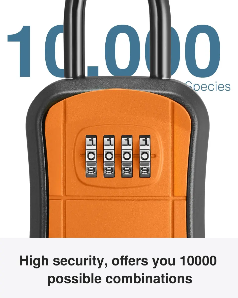 Puroma Outdoor Key Lock Box Orange | 4-Digit Combination Lockbox for Home & Office - view 3