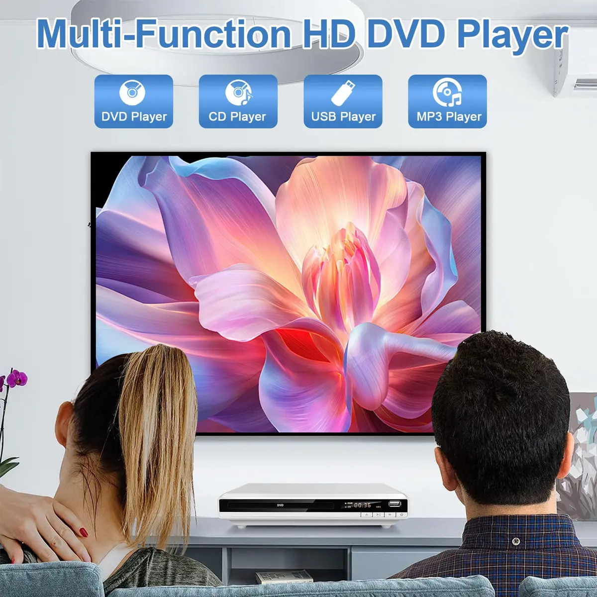 JOVELL DVD Player for TV, Region-Free, 1080P HD, USB & HDMI Output, Supports All Regions, Compact White Model (168) - view 4