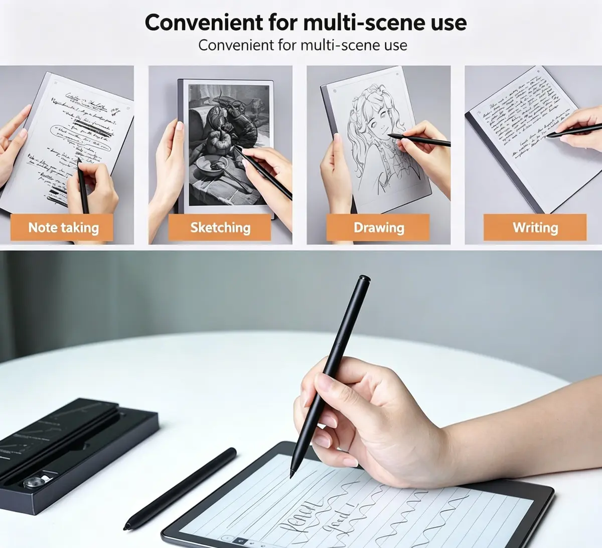 fllynewrite Magnetic Stylus Pen with Eraser & 5 Nibs for Remarkable 2, Kindle Scribe, BOOX Tablets (Black) - view 6