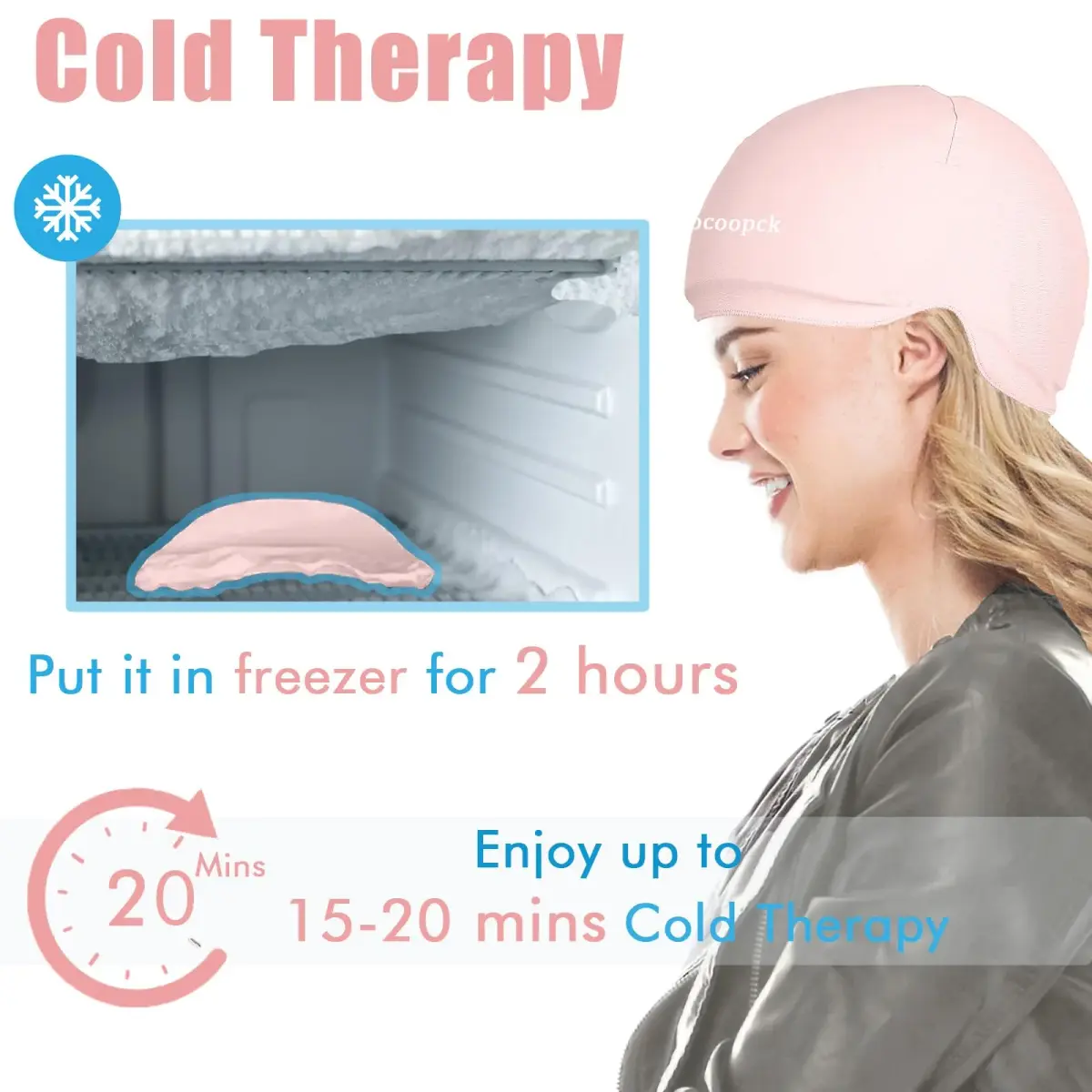 sfiocoopck Pink Chemotherapy Cold Cap for Scalp Cooling & Migraine Relief | 1 Unit - view 4