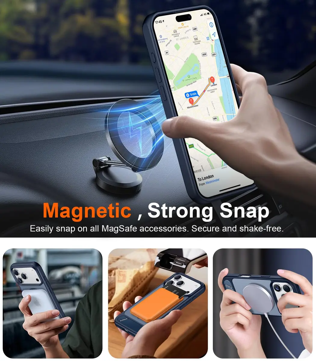 Temdan Magnetic for iPhone 18 Pro Max Case/17 Pro Max Case Stand | Slim Shockproof Translucent Matte 6.9" - view 6