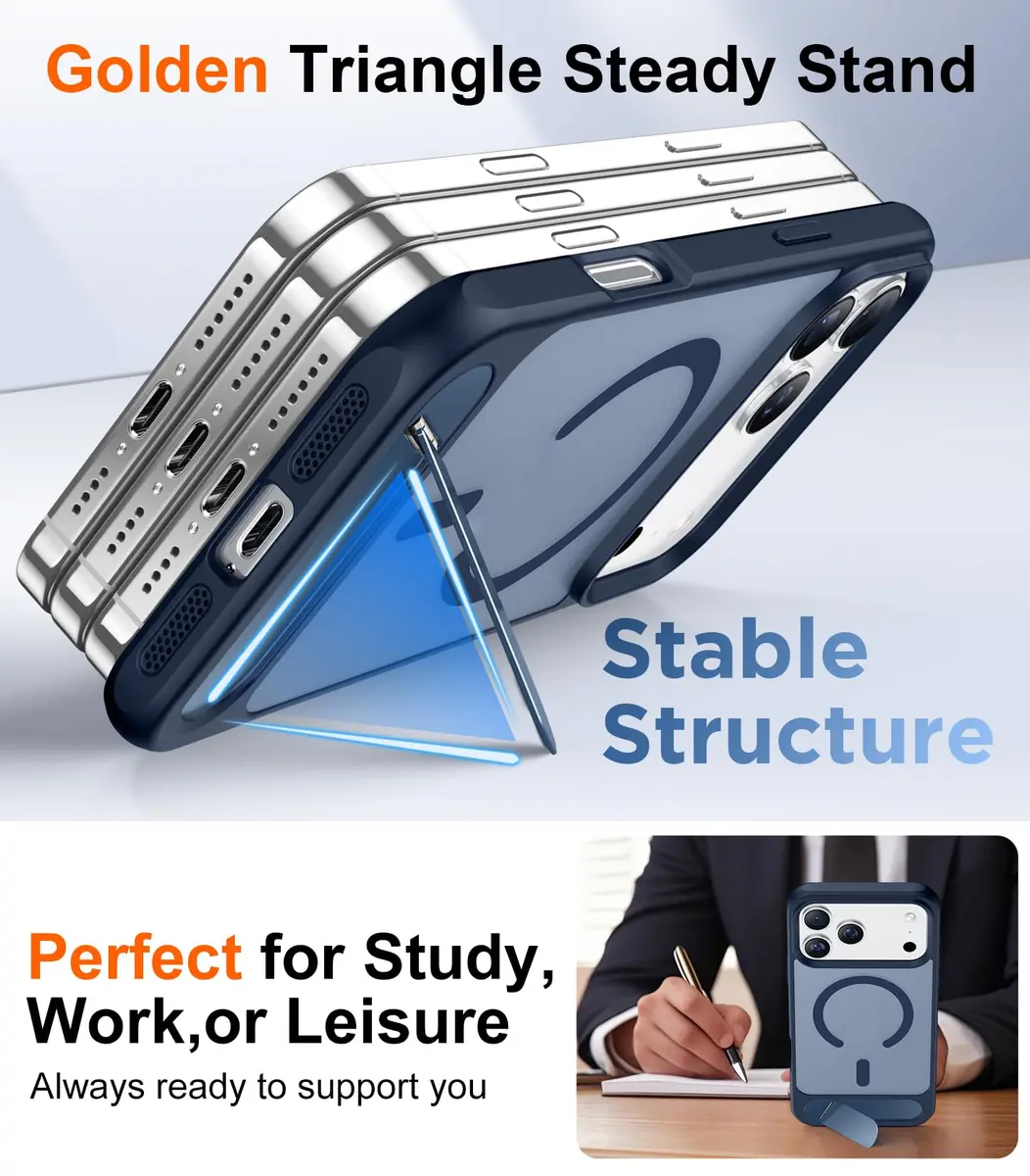 Temdan Magnetic for iPhone 18 Pro Max Case/17 Pro Max Case Stand | Slim Shockproof Translucent Matte 6.9" - view 4