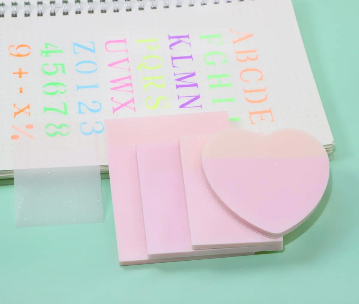 ONLYKXY Transparent Sticky Notes 200 Sheets (4 Packs) | Glitter Pastel Color Waterproof Index Tabs for Annotating Books - view 4