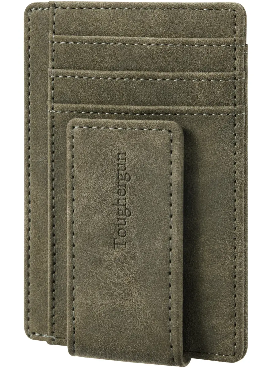 Toughergun Slim Grass Green RFID Blocking Money Clip Wallet - Minimalist Front Pocket Credit Card Holder - main product image