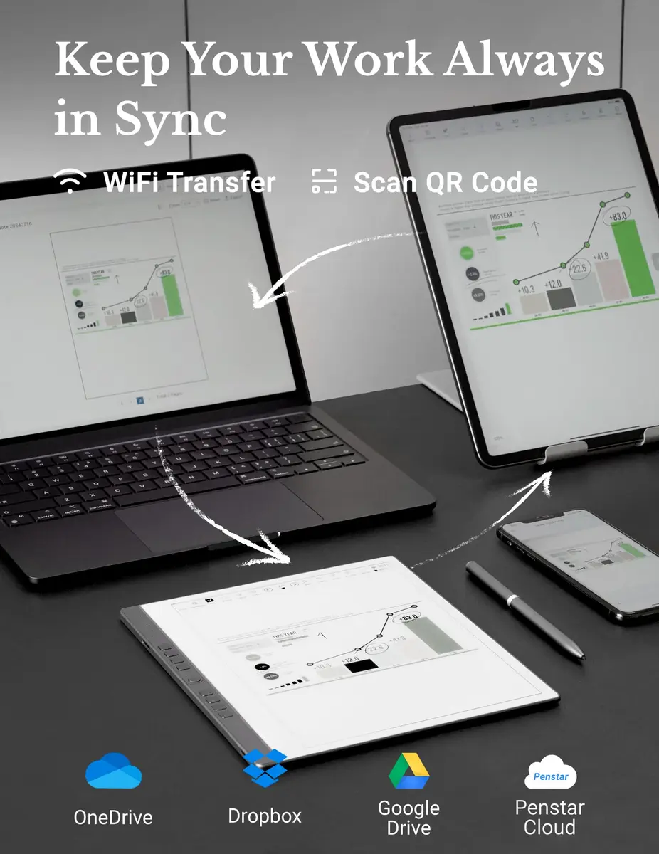 Penstar eNote 2 E-Ink Digital Notebook with Pen, 10.3" AI Paper Tablet, 128GB Storage, 6500mAh Battery, Android 14 | 300 ppi HD Display - view 5