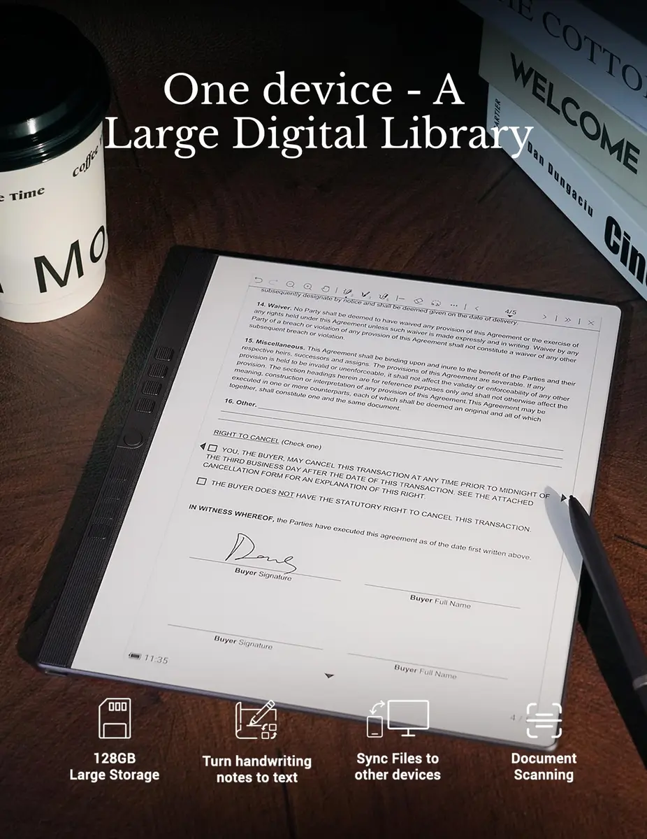 Penstar eNote 2 E-Ink Digital Notebook with Pen, 10.3" AI Paper Tablet, 128GB Storage, 6500mAh Battery, Android 14 | 300 ppi HD Display - view 6