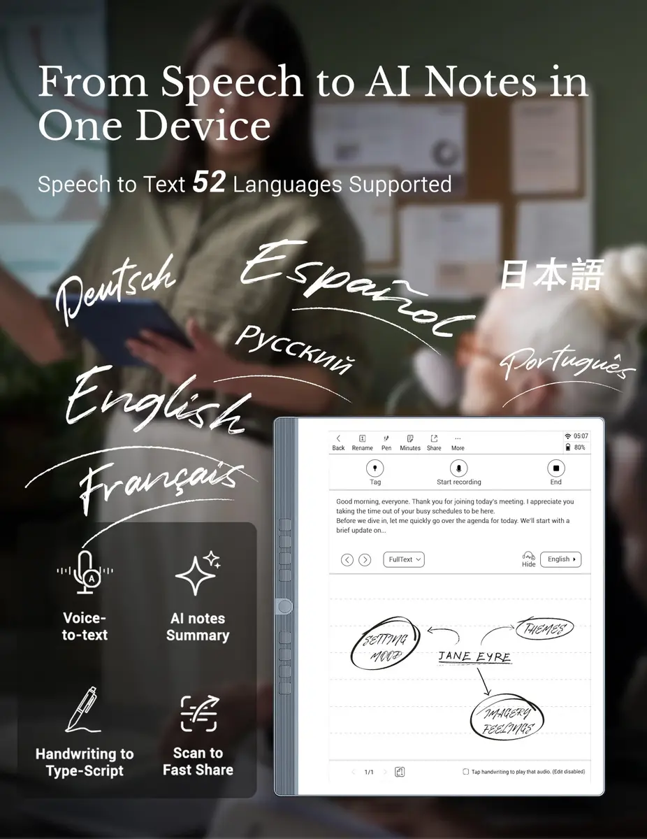Penstar eNote 2 E-Ink Digital Notebook with Pen, 10.3" AI Paper Tablet, 128GB Storage, 6500mAh Battery, Android 14 | 300 ppi HD Display - view 4