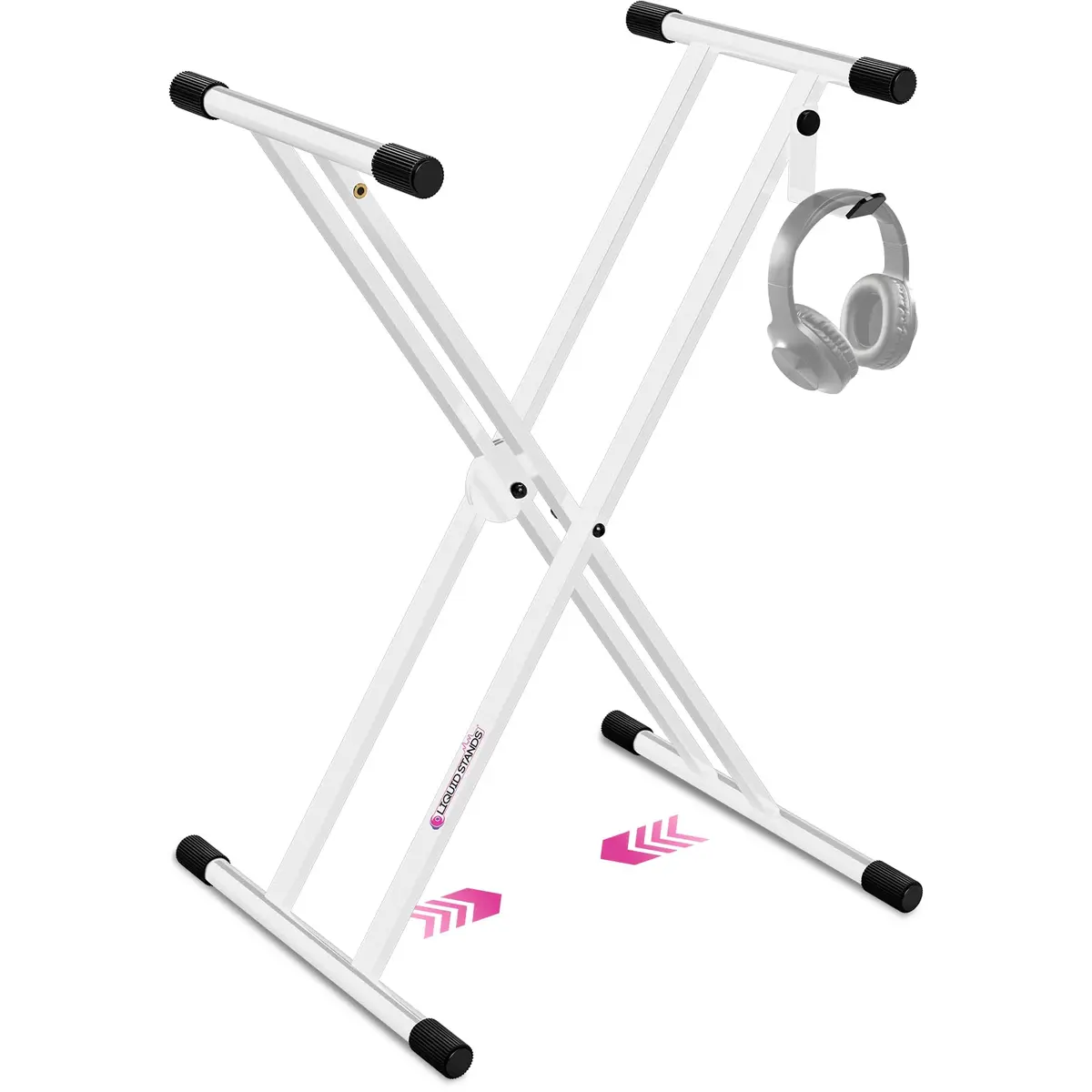 Liquid Stands White X-Style Keyboard Stand for Musicians | Adjustable Height 27"-37", 160lb Capacity - main product image