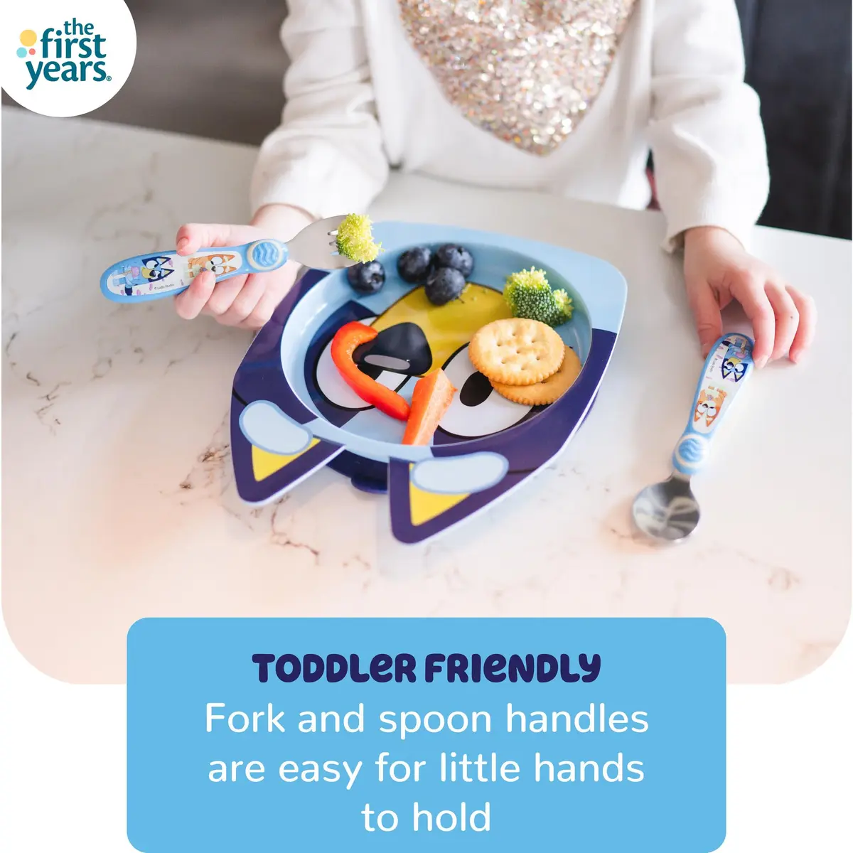 The First Years Bluey Kids Dinnerware Set with Suction Plate, Bowl, Fork & Spoon | 4-Piece Toddler Feeding Essentials - view 6