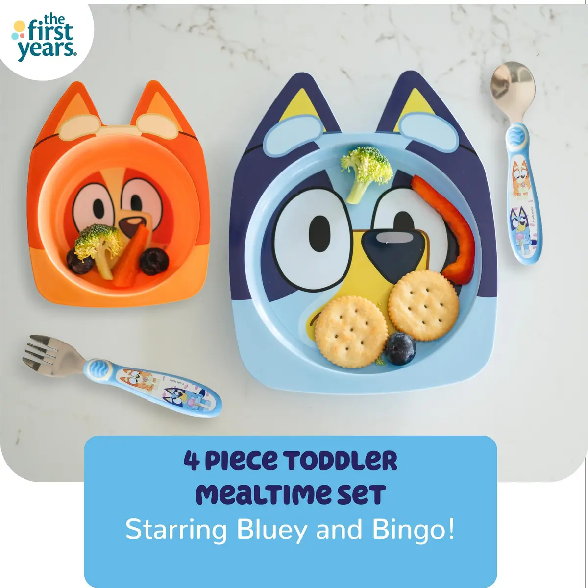 The First Years Bluey Kids Dinnerware Set with Suction Plate, Bowl, Fork & Spoon | 4-Piece Toddler Feeding Essentials - view 3