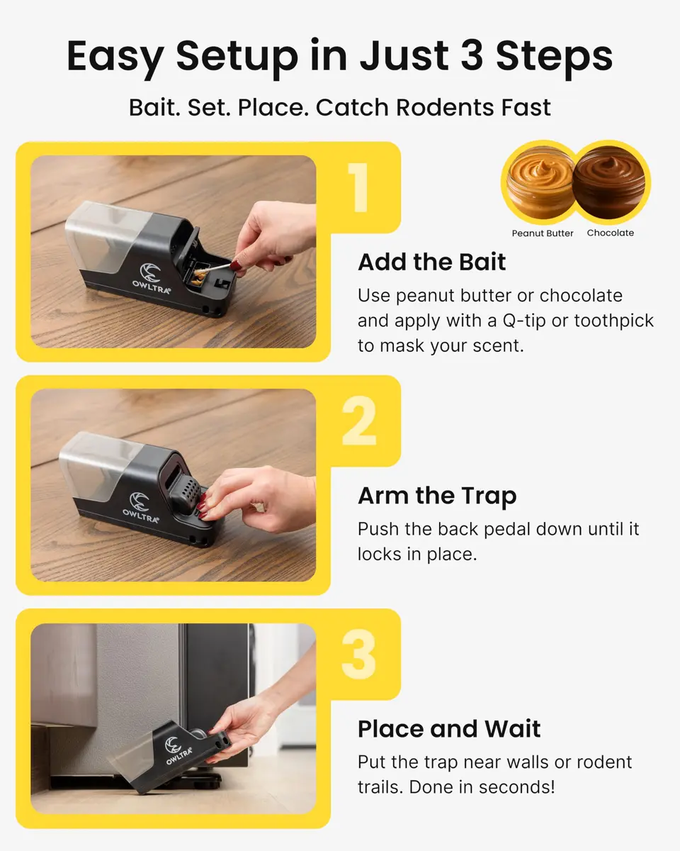 OWLTRA Extra Large Plastic Tunnel Snap Rat Trap 2PCS | Instant Kill, Touch-Free Release, Indoor & Outdoor - view 6