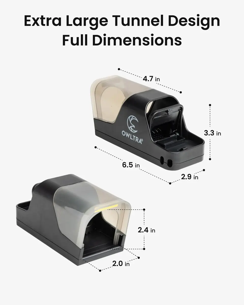 OWLTRA Extra Large Plastic Tunnel Snap Rat Trap 2PCS | Instant Kill, Touch-Free Release, Indoor & Outdoor - view 8