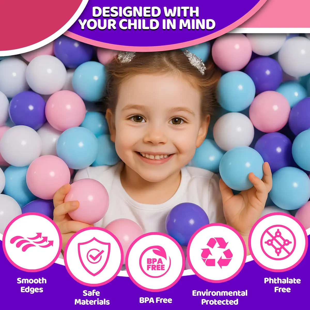 MW SPORTS Play Balls for Ball Pit | Crush Proof Plastic, BPA & Phthalate Free, Pastel Colors, 1000 Balls - view 4
