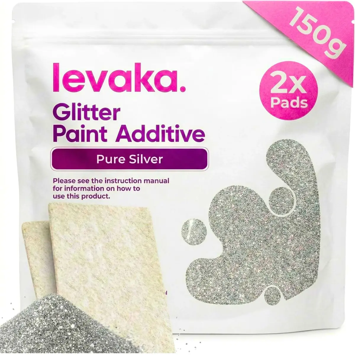 FBGC Pure Silver Glitter Paint Additive 5.3oz | Fine Sparkle for Walls & Furniture - main product image