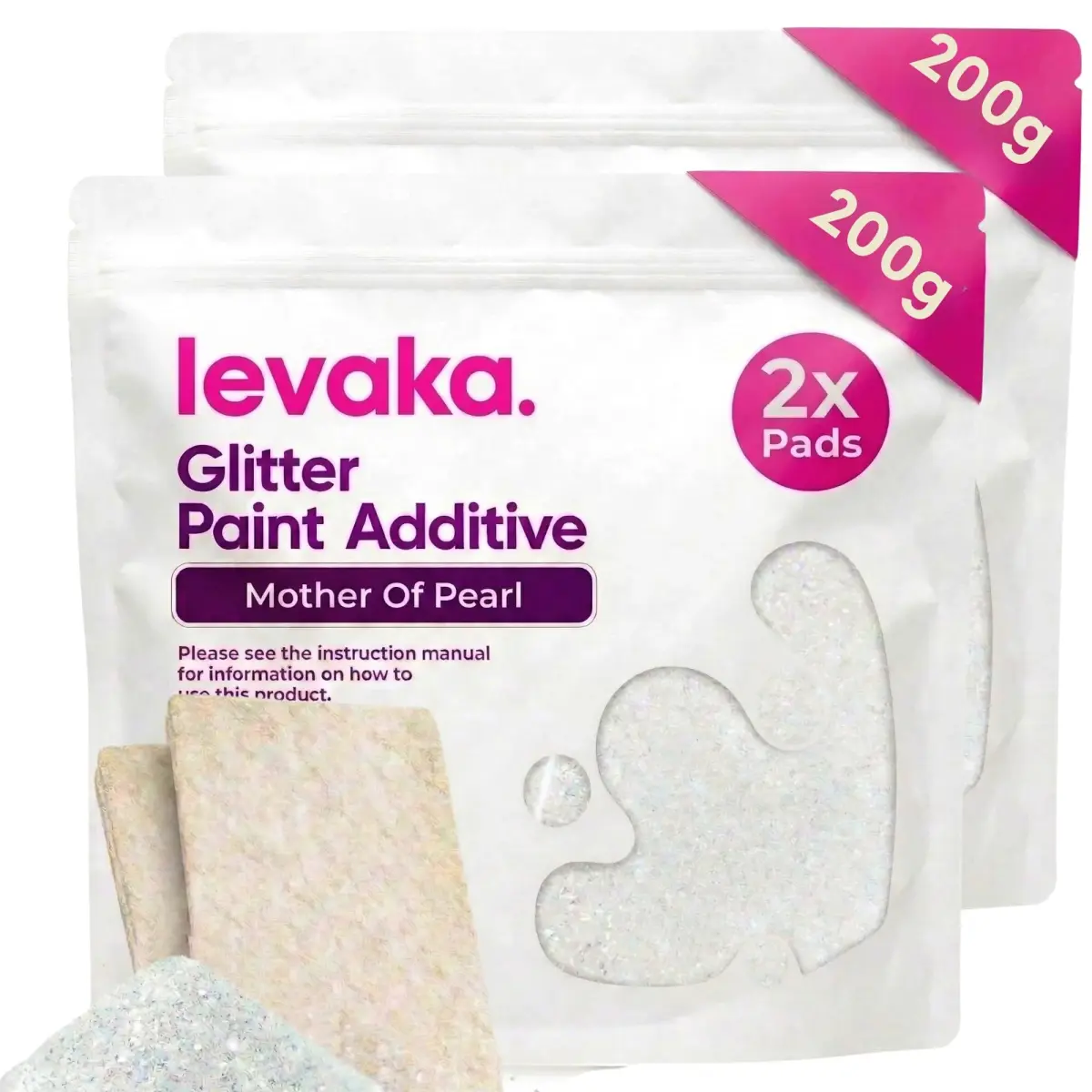 FBGC Pure Silver Mother of Pearl Glitter Paint Additive 14.11oz | For Dazzling Walls & Furniture - main product image