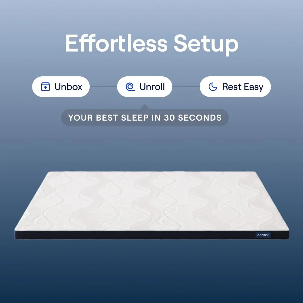 Nectar Firmer Mattress Topper Twin 51cm x 191cm (2" x 38" x 75") | Cooling Gel Memory Foam for Firm Support - view 5
