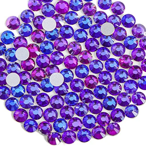 BEADSLAND Purple Velvet Flat Back Rhinestones for Nails & Crafts, 10mm (SS50) | 144pcs Sparkle Gems - main product image