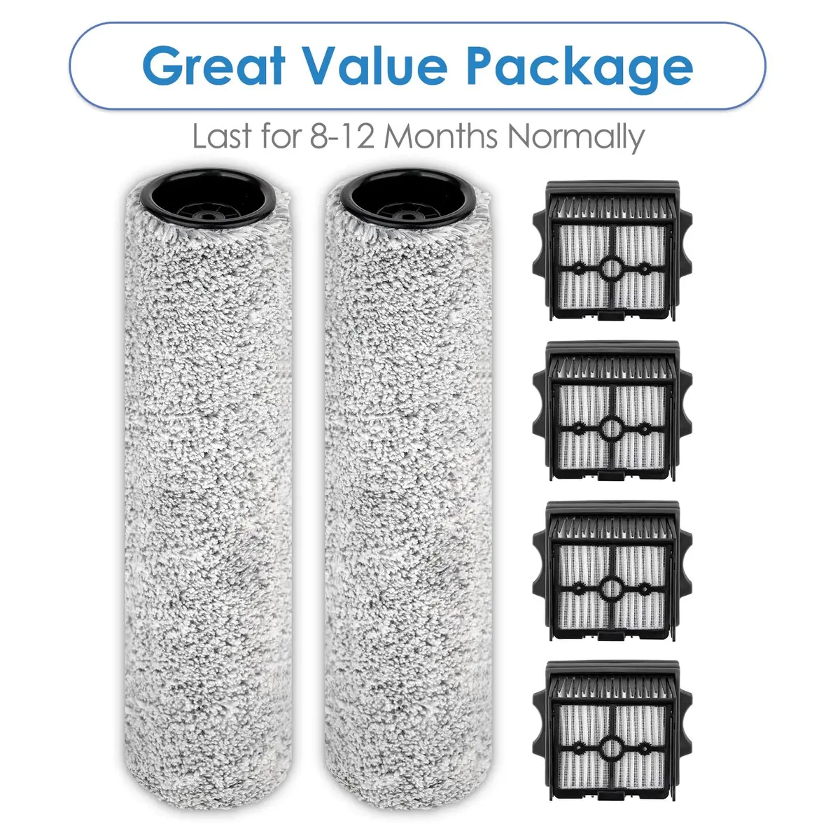 BRUVISH Vacuum Filter Replacement Kit for Tineco Floor One S9 Artist Pro & S6 | HEPA & Brush Rollers, 6 Pack - view 4