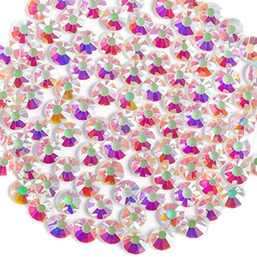 BEADSLAND Round Flat Back Crystal Rhinestones | Transparent AB, 10mm SS50 (144pcs) - main product image