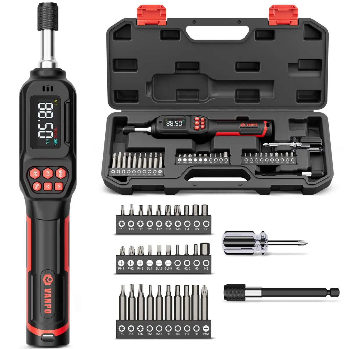 VANPO Digital Torque Screwdriver 0.5-10 Nm (4.42-88.5 in-lb) | Precision Tool for Bikes, Optics & Electronics - main product image