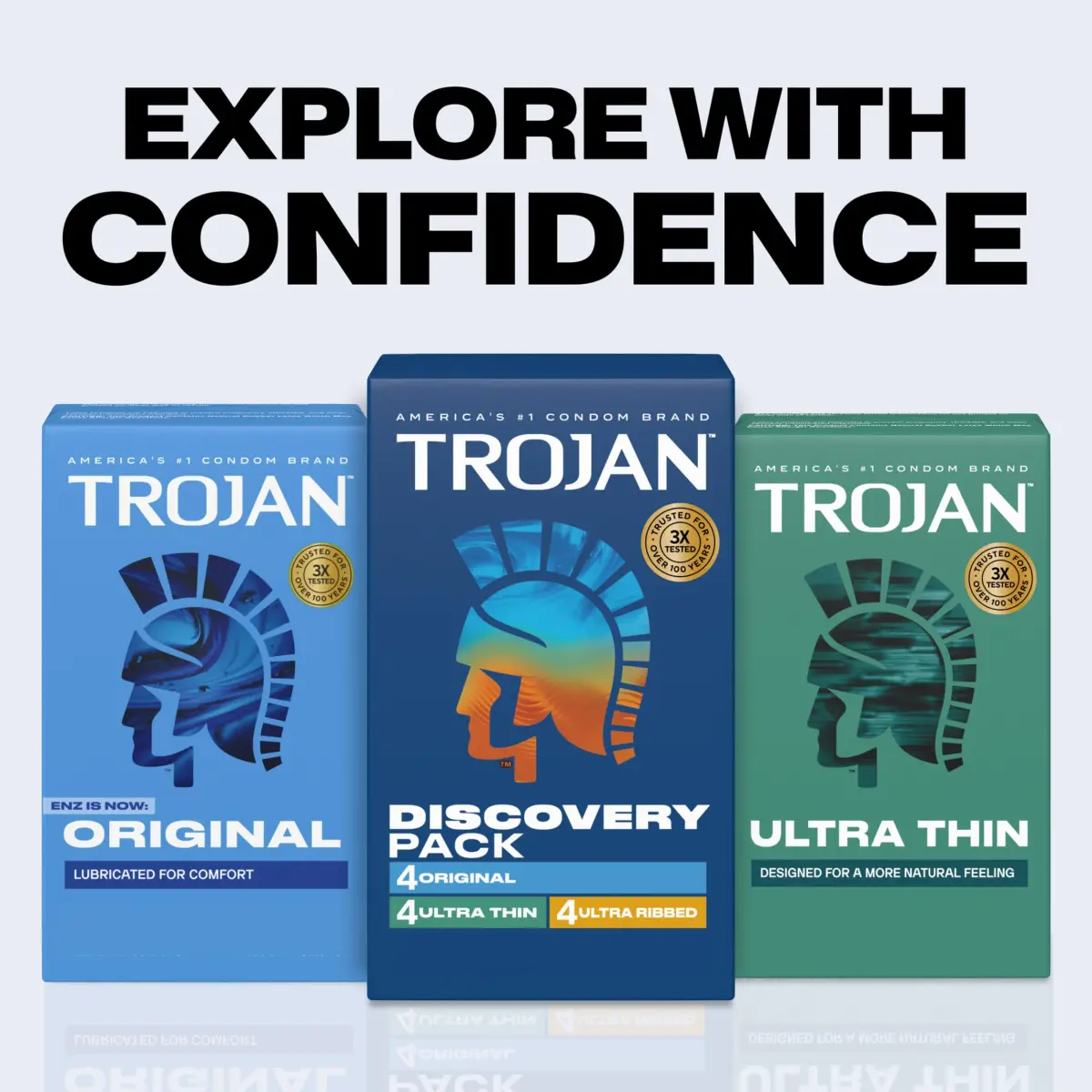 TROJAN Discovery Pack Assorted Latex Lubricated Condoms for Men, 12 Count | Variety Pack: Original, Ultra Thin, Ultra Ribbed - view 7