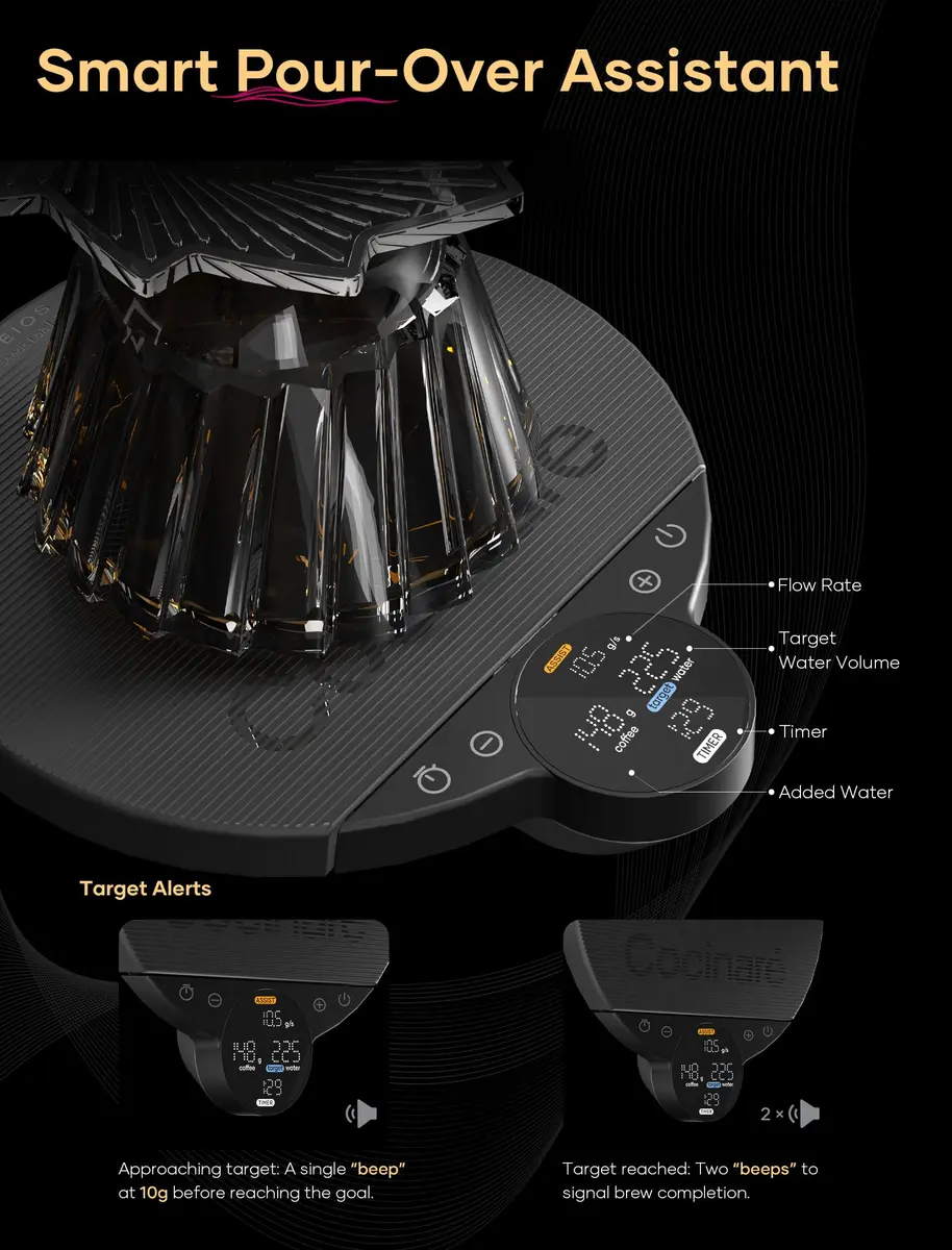 Cocinare Balance Lite Coffee Scale with Timer, 3kg/0.1g | Precision Digital Scale for Pour-Over & Espresso - view 3
