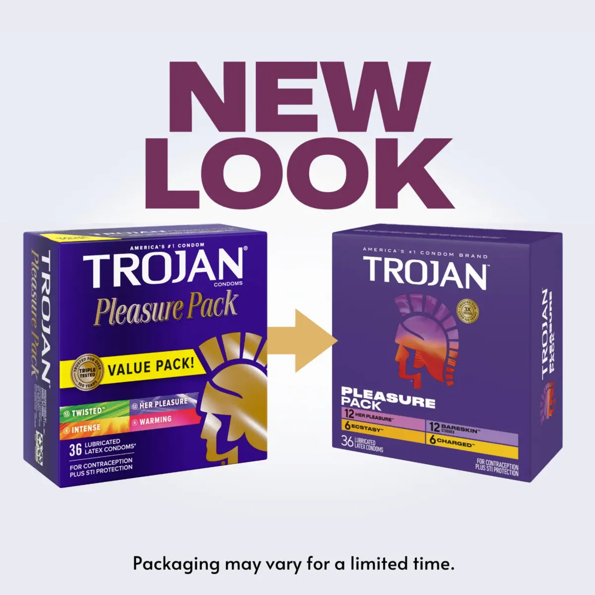 Trojan Pleasure Pack Assorted Latex Lubricated Condoms 36 Count | Variety for Intense Pleasure - view 2