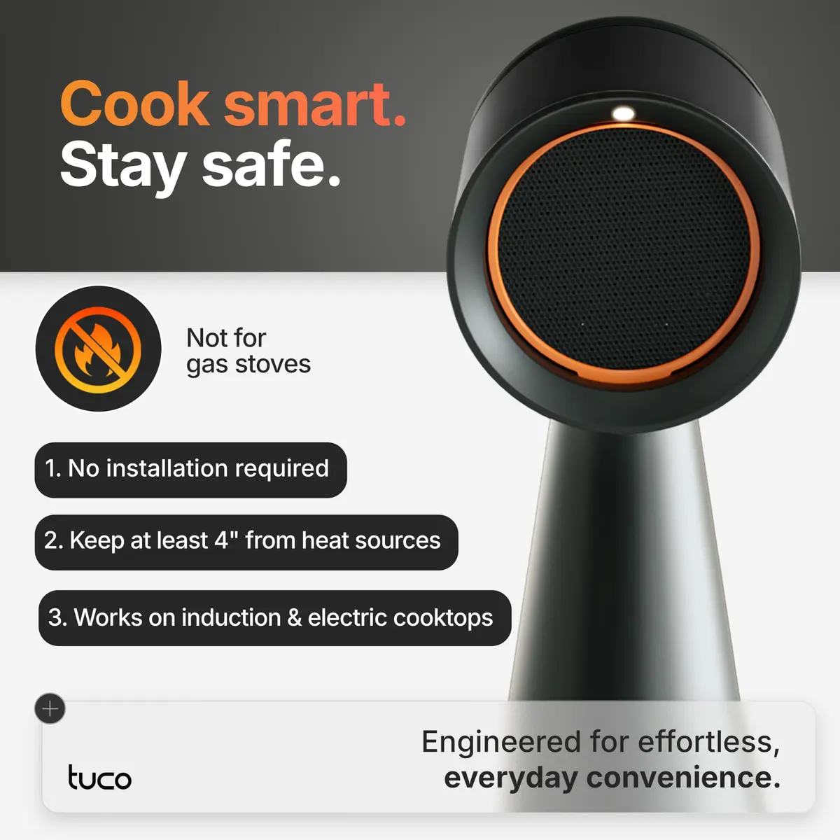 TUCO Portable Range Hood Black 19.7 cm (7.75 in) | ETL Certified Ductless Kitchen Exhaust Fan with 5-Layer Filter - view 7