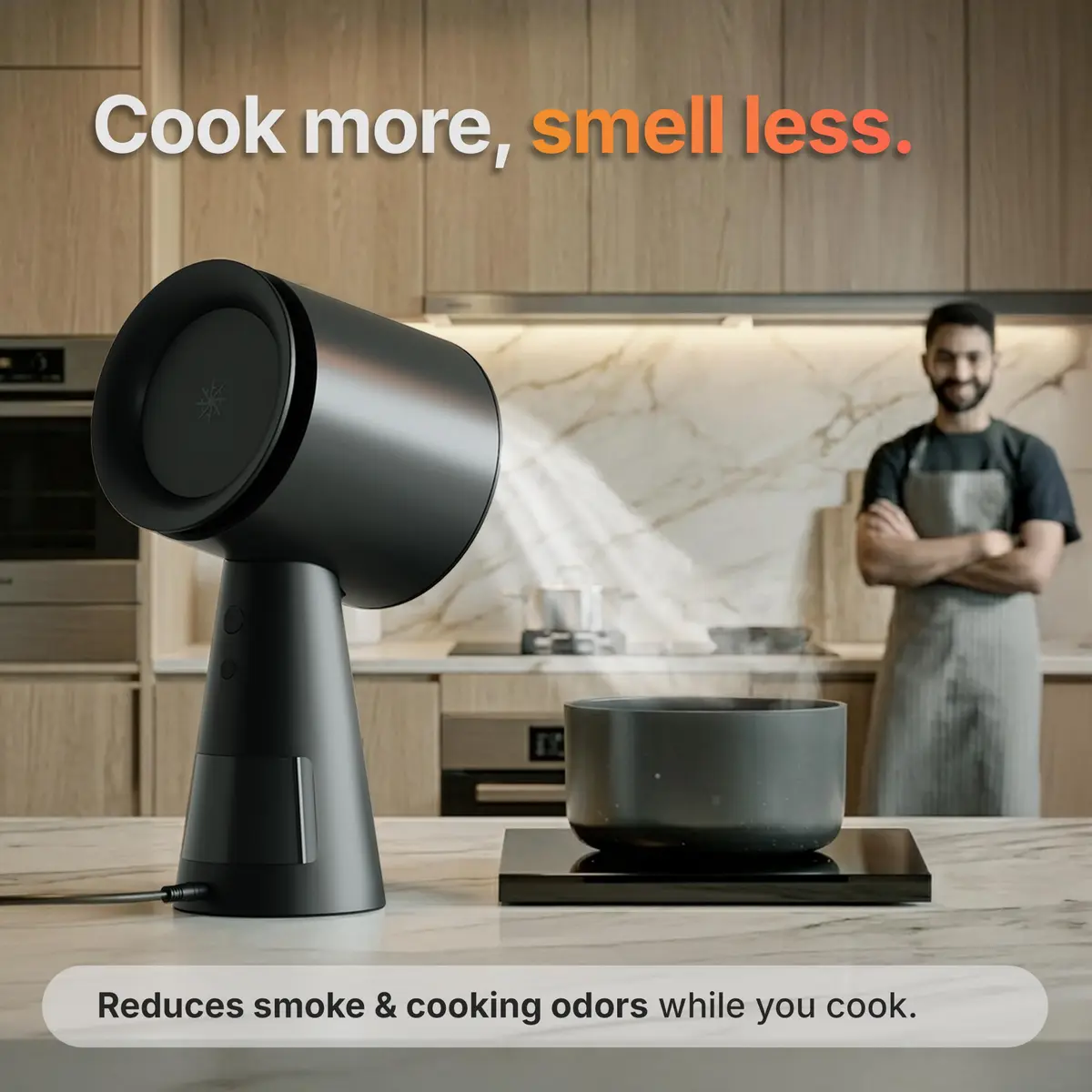 TUCO Portable Range Hood Black 19.7 cm (7.75 in) | ETL Certified Ductless Kitchen Exhaust Fan with 5-Layer Filter - view 2