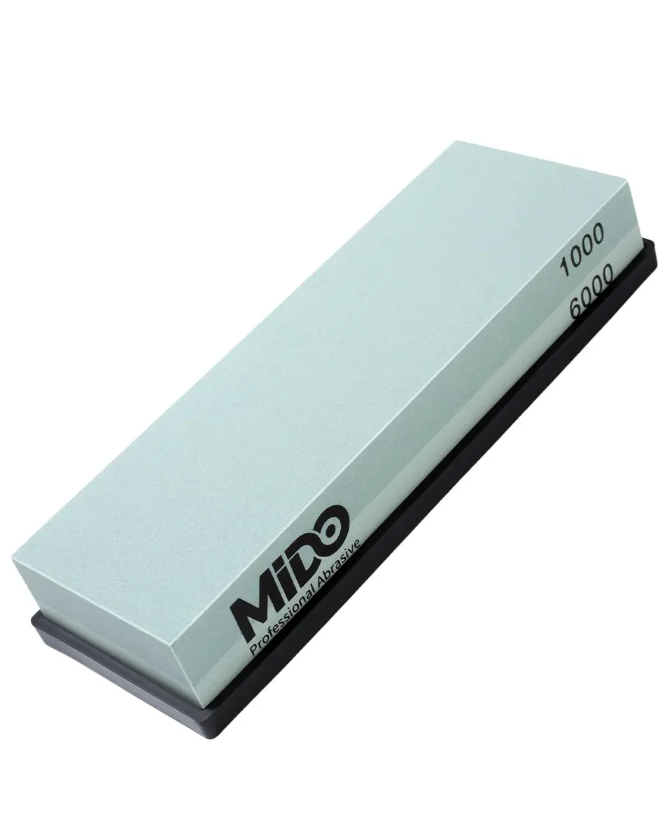 MIDO Professional Abrasive 1000/6000 Grit Knife Sharpening Stone Dual Sided Whetstone with Non-Slip Rubber Base, 18cm (7.09") - main product image