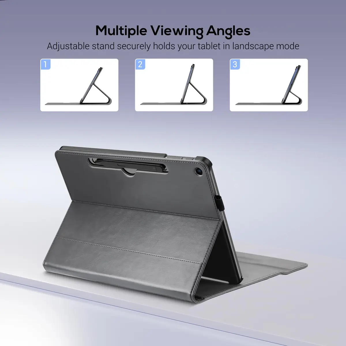 ProCase Premium PU Leather Folio Stand Case for Surface Pro 12" (2025 Release), Grey | Wireless Pen Charging & Multi-Angle Stand - view 4