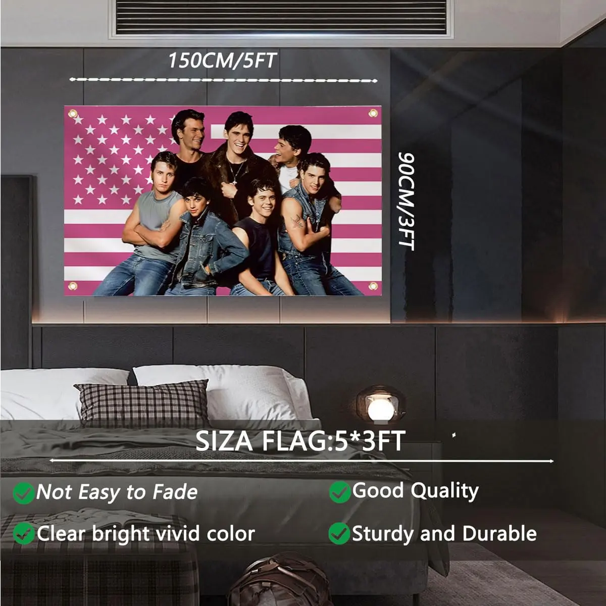 Aieted The Outsiders Pink Flag Poster 90cm x 150cm (3ft x 5ft) | Vibrant Polyester Tapestry for Fans - view 4