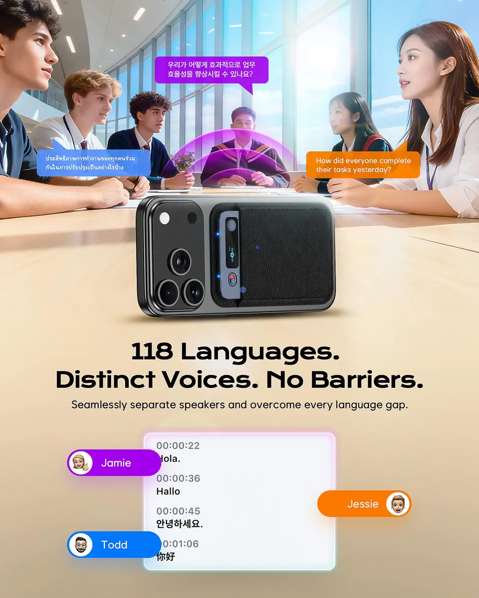 Elasound AI Voice Recorder 64GB | Transcribe & Summarize in 121 Languages, 45H Battery, Magnetic Case - view 5