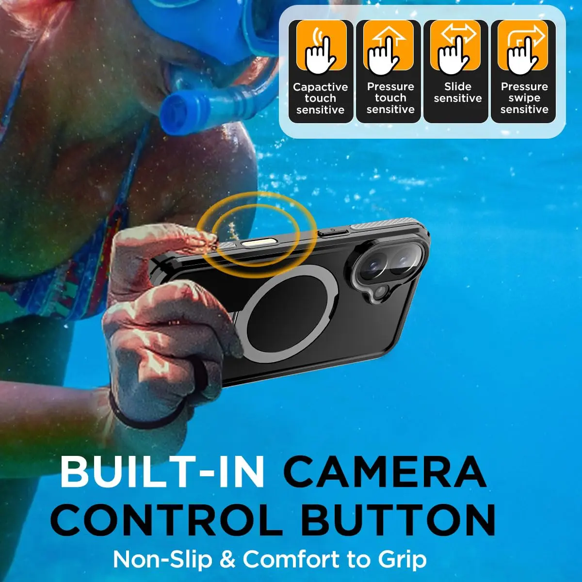 AICase Magnetic for iPhone 17 Case Waterproof Magsafe 6.3'' | IP68 Underwater Shockproof with Ring Stand - view 6