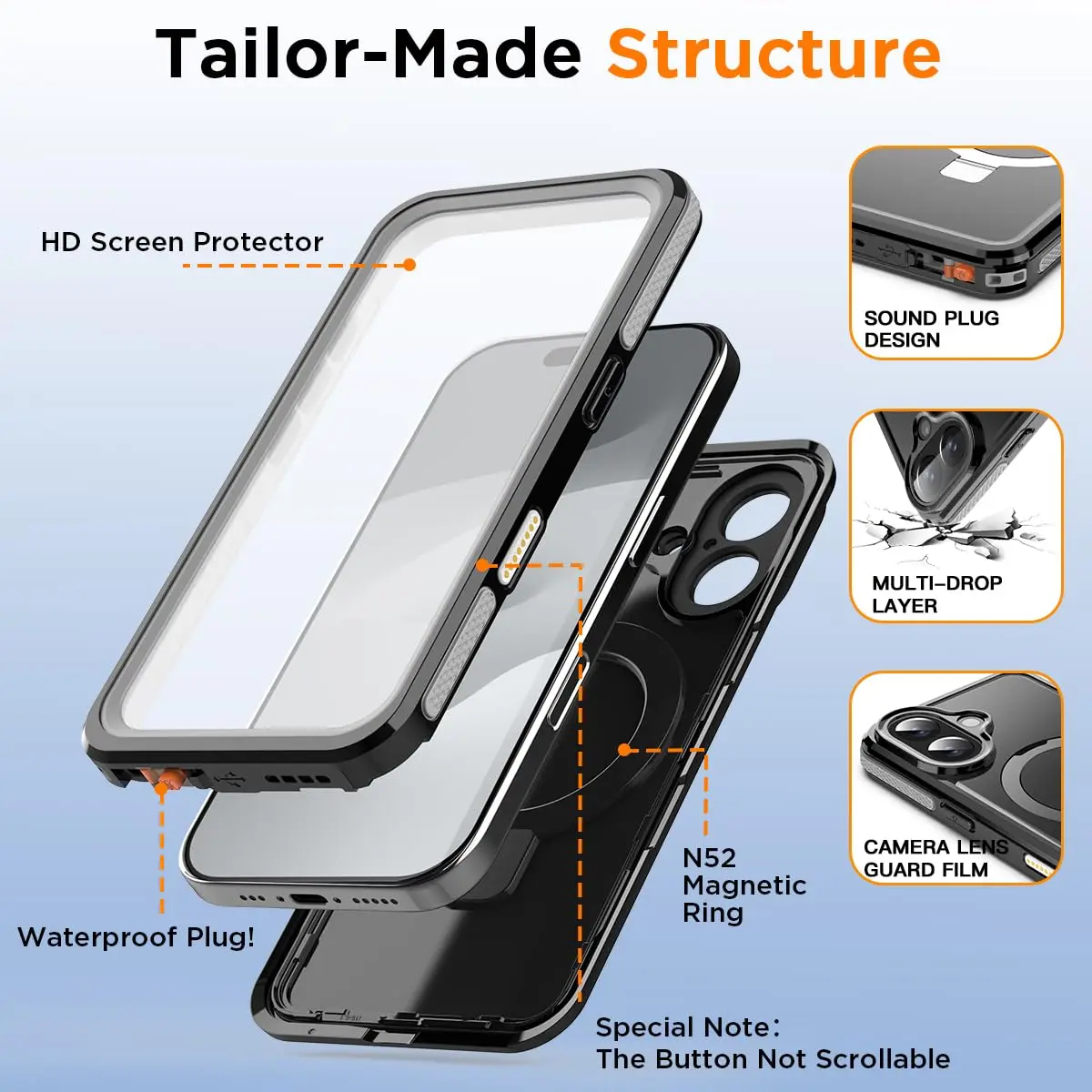 AICase Magnetic for iPhone 17 Case Waterproof Magsafe 6.3'' | IP68 Underwater Shockproof with Ring Stand - view 7
