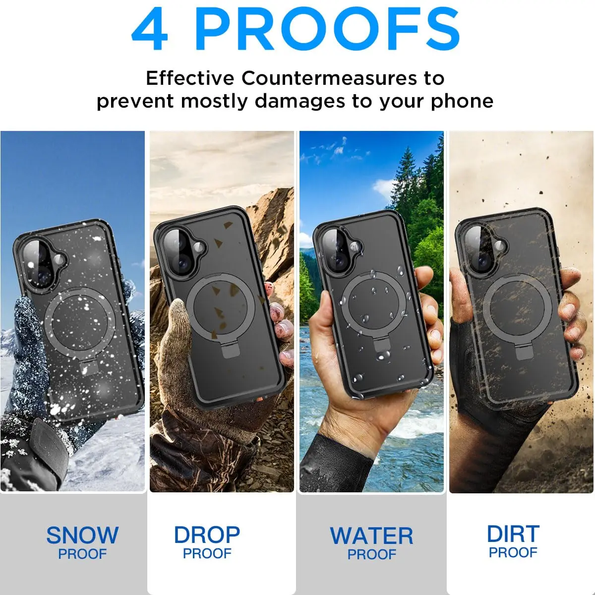 AICase Magnetic for iPhone 17 Case Waterproof Magsafe 6.3'' | IP68 Underwater Shockproof with Ring Stand - view 4