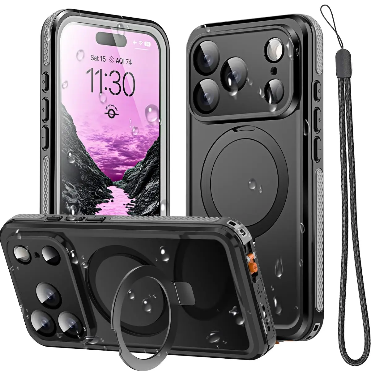 AICase Waterproof Magnetic Case for iPhone 17 Pro Max 6.9" (2025) with Kickstand & Screen Protector | IP68 Underwater Protection - main product image