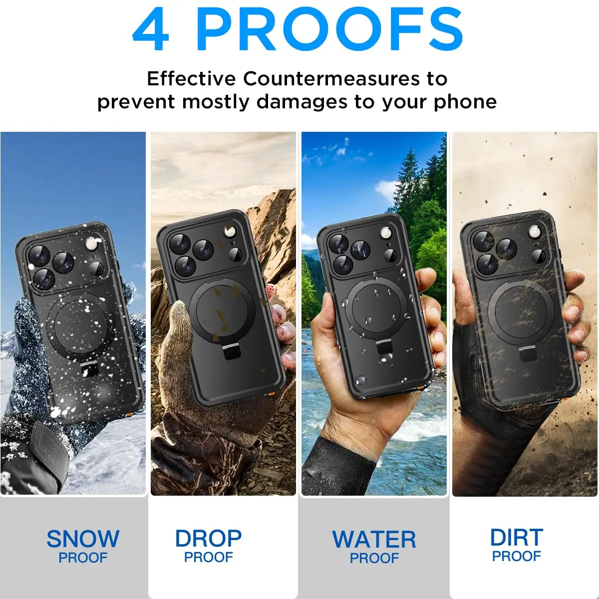 AICase Waterproof Magnetic Case for iPhone 17 Pro Max 6.9" (2025) with Kickstand & Screen Protector | IP68 Underwater Protection - view 4