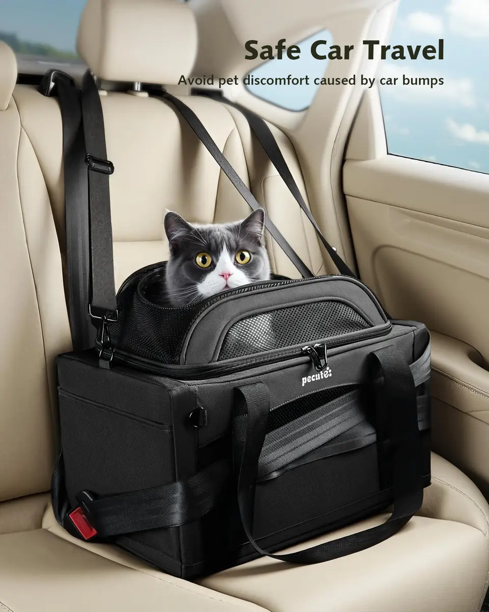 Pecute Top Expandable Airline Approved Pet Carrier for Cats, Dark Gray | Compact & Ventilated - view 9